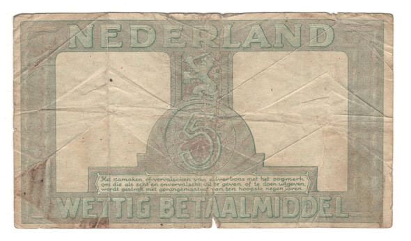 Netherlands: 1944 5 Gulden Banknote Lot#3